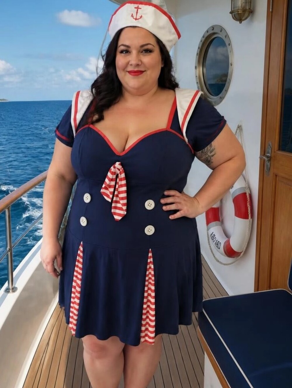 Torrid Plus Size Sailor Girl Pin Up Costume 4pc Dress Jacket Hat Set 3X/4X